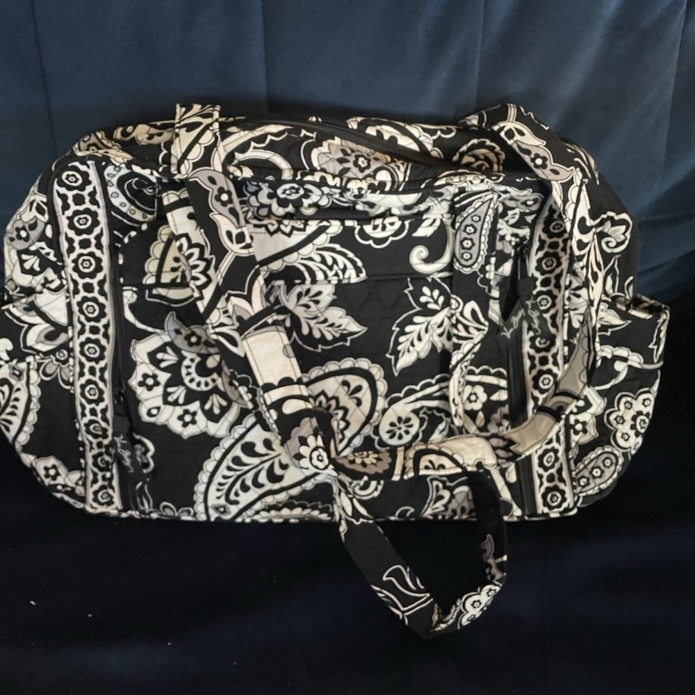 Vintage Vera Bradley Black & White Paisley Organizer Tote Diaper Bag
